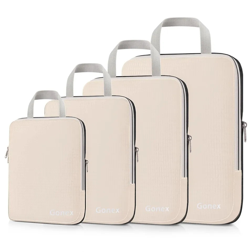 gonex-compression-packing-cubes-for-travel-4-piece-xl-l-m-s-rip-stop-nylon-space image 1