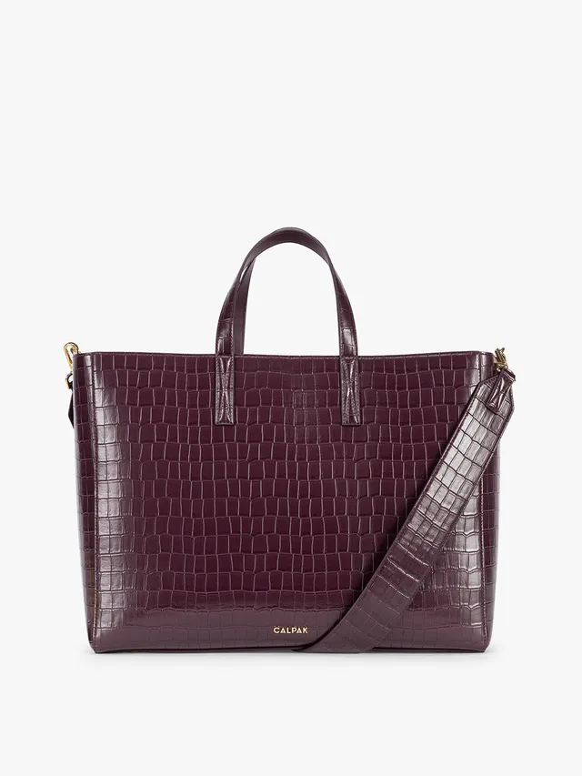 calpak-haven-16-laptop-tote-in-croc-embossed image 1
