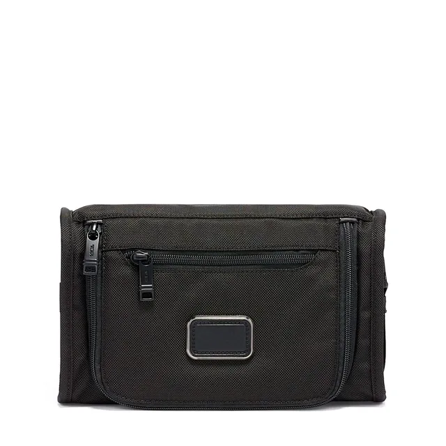 tumi-alpha-travel-kit-ballistic-nylon-travel-toiletry-bag-with-tumi-tracer-black image 1