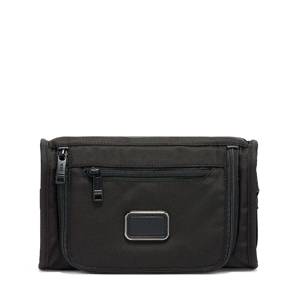 tumi-alpha-travel-kit-ballistic-nylon-travel-toiletry-bag-with-tumi-tracer-black image 1