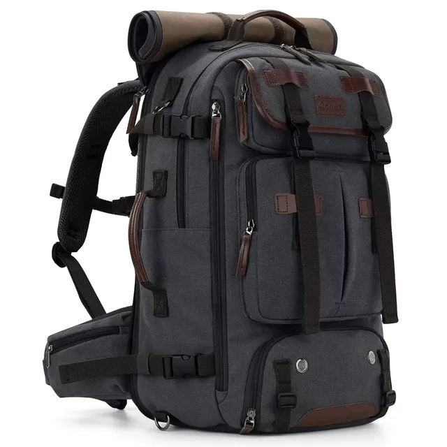 gonex-vintage-canvas-backpack-3-in-1-convertible-travel-bag-expandable-40l-to-45 image 1