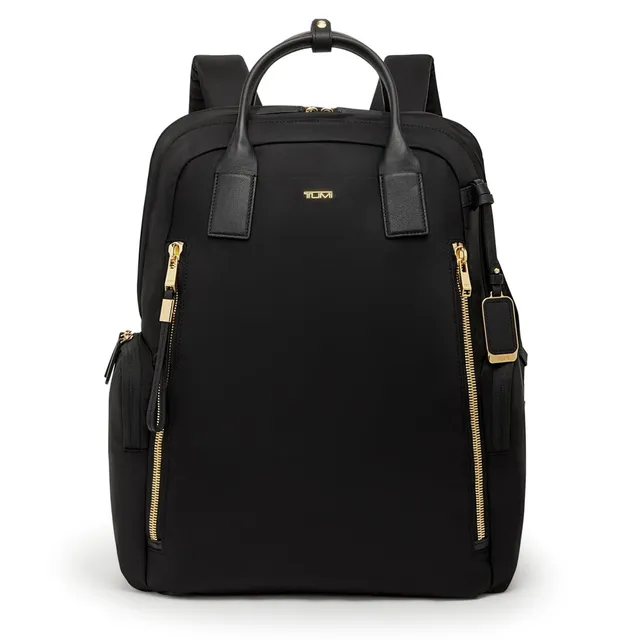 tumi-voyageur-atlanta-women-s-travel-commuter-backpack-black-with-gold-hardware- image 1