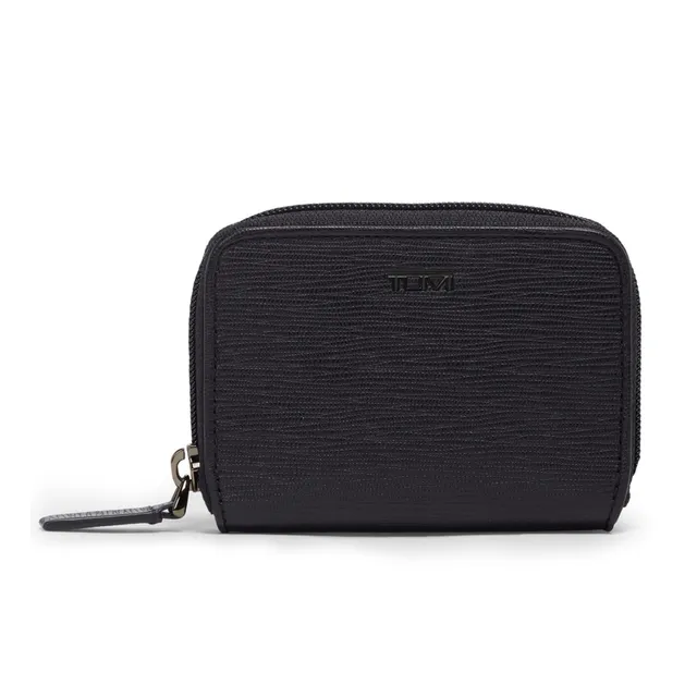 tumi-nassau-zip-around-leather-card-case-secure-black-card-wallet-for-men-women image 1