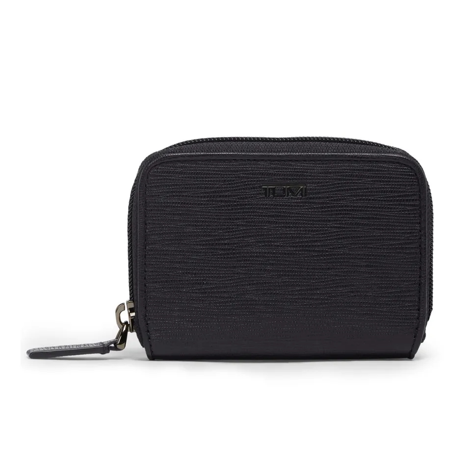 tumi-nassau-zip-around-leather-card-case-secure-black-card-wallet-for-men-women image 1