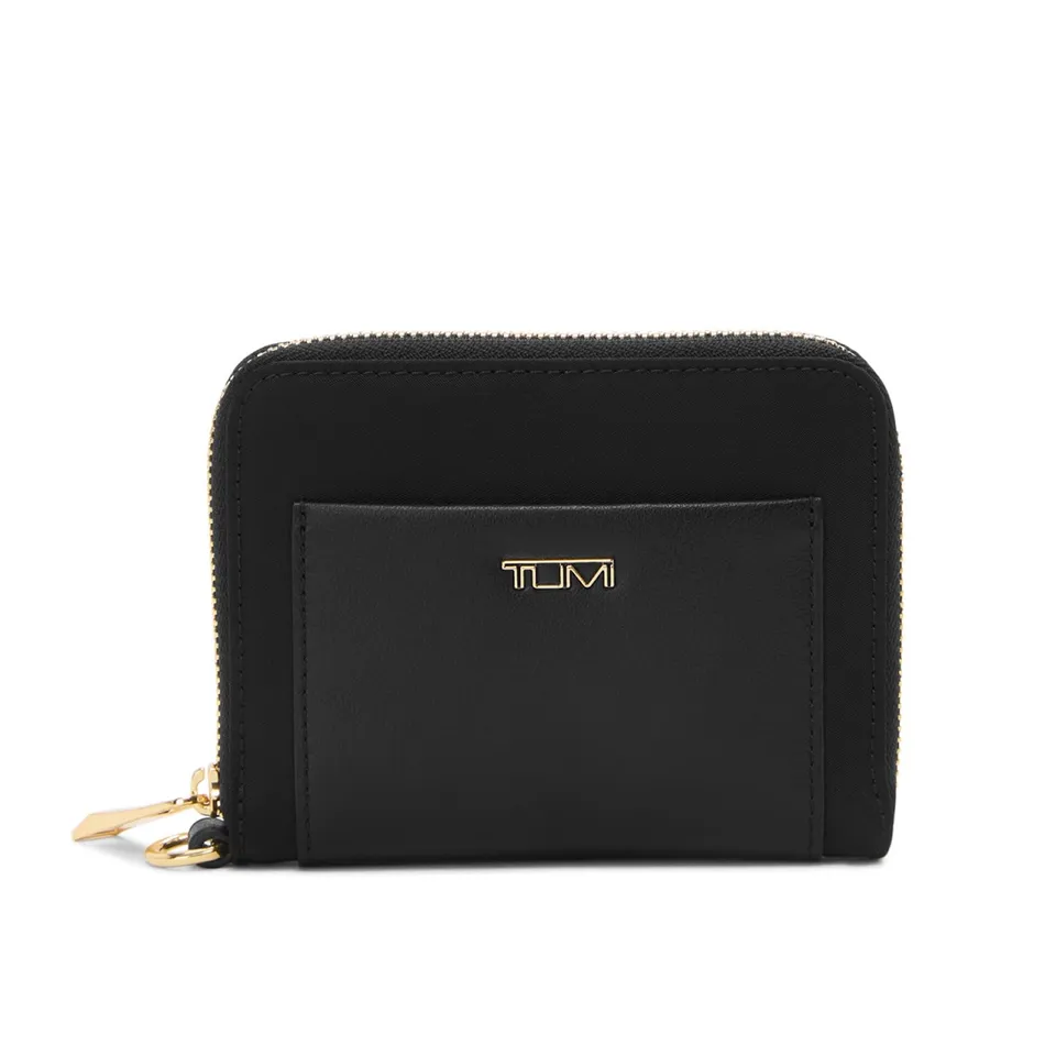 tumi-women-s-bifold-zip-around-wallet-6-card-pockets-zip-coin-pocket-d-ring-blac image 1