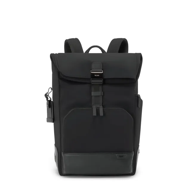 tumi-osborn-roll-top-backpack-midnight-black-quilted-nylon-with-bombe-leather-po image 1