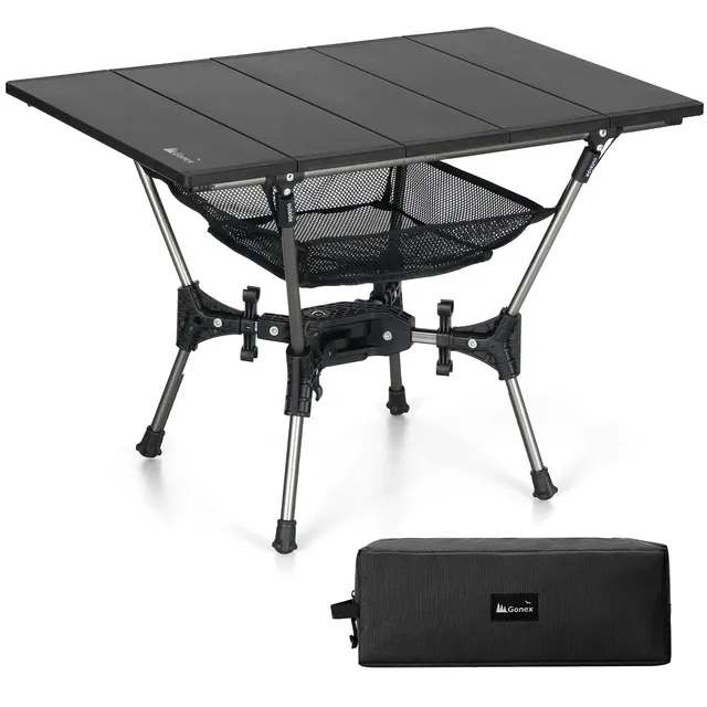 gonex-folding-aluminum-camping-table-with-mesh-pocket-and-storage-bag image 1