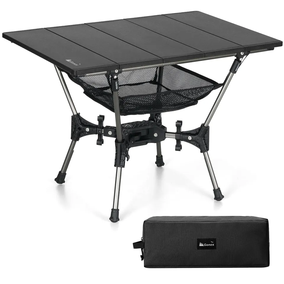 gonex-folding-aluminum-camping-table-with-mesh-pocket-and-storage-bag image 1