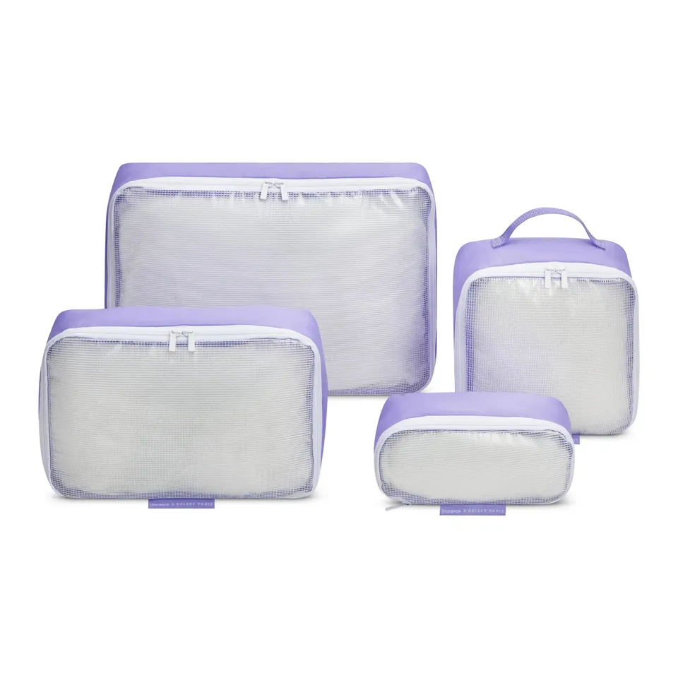 delsey-no-drama-packing-cubes-set-of-4-recycled-clear-top-organizer-cubes image 1