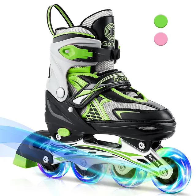 gonex-inline-skates-for-girls-boys-kids-adjustable-s-m-l-sizes-with-battery-free image 1