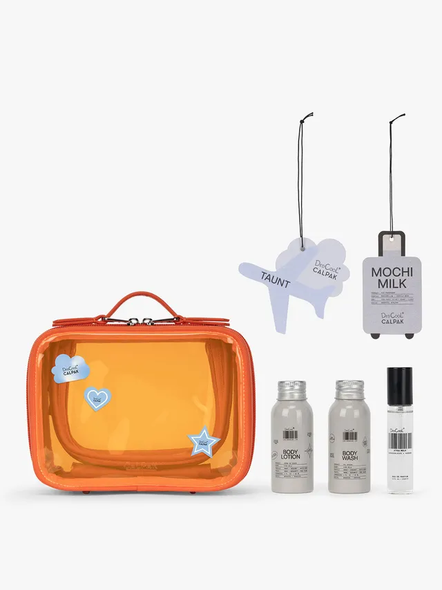 dedcool-x-calpak-boarding-bundle-limited-edition-papaya-clear-cosmetics-case-tra image 1