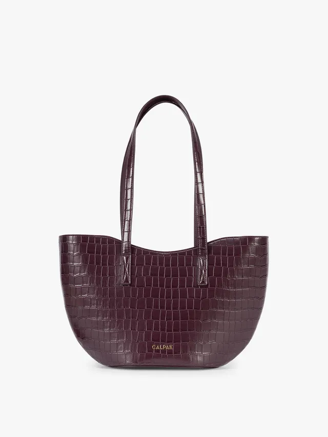 calpak-haven-tulip-tote-croc-embossed-laptop-work-tote-with-magnetic-closure image 1