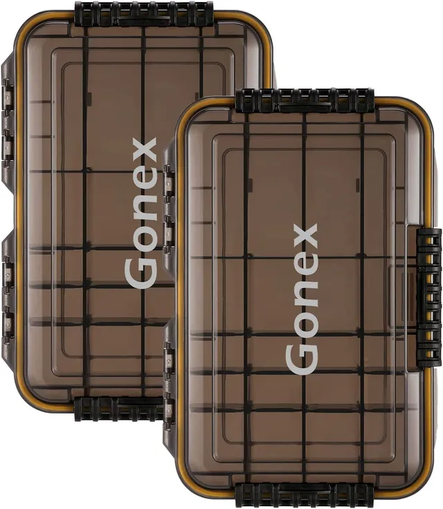 gonex-waterproof-tackle-box-3600-sealed-lid-fishing-tray-storage-with-cam-action image 1