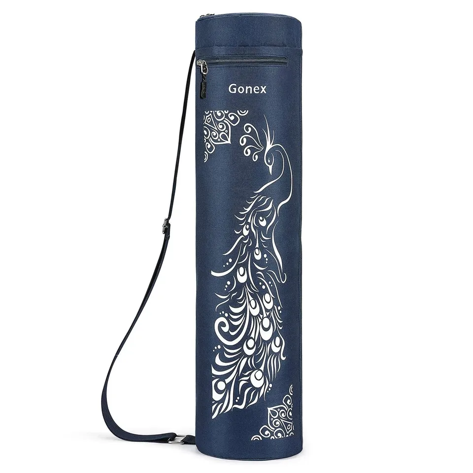 gonex-yoga-mat-bag-with-peacock-pattern-water-resistant-600d-oxford-cloth-carrie image 1