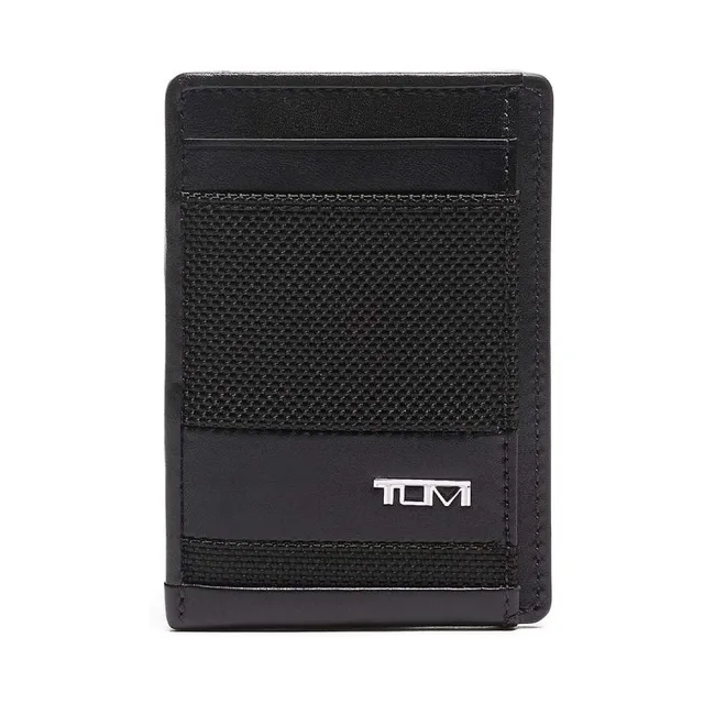 tumi-alpha-money-clip-card-case-slim-leather-wallet-with-integrated-money-clip image 1