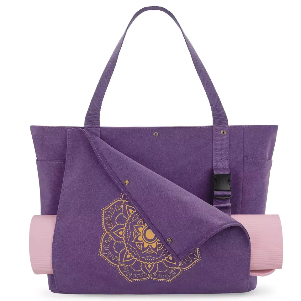 gonex-canvas-yoga-mat-bag-x-large-front-flap-extra-large-yoga-tote image 1