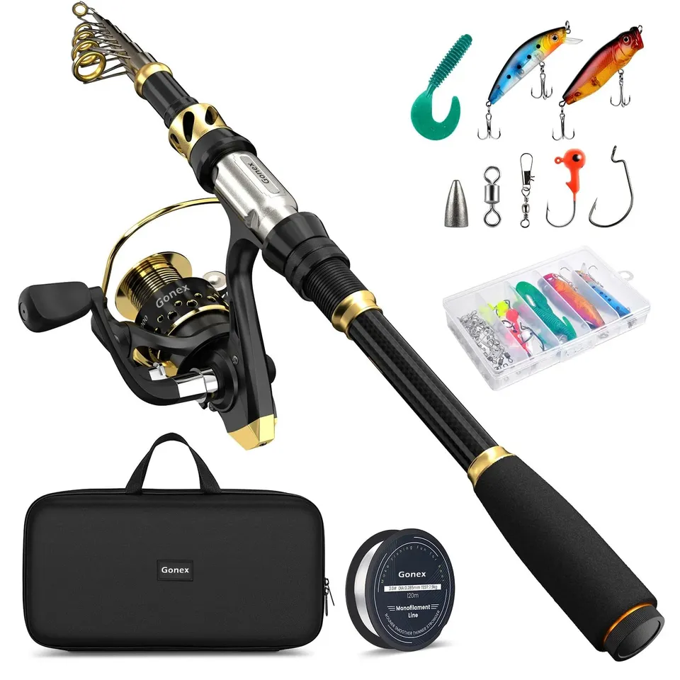 gonex-telescopic-fishing-rod-and-reel-combo-24t-carbon-fiber-portable-rod-with-5 image 1