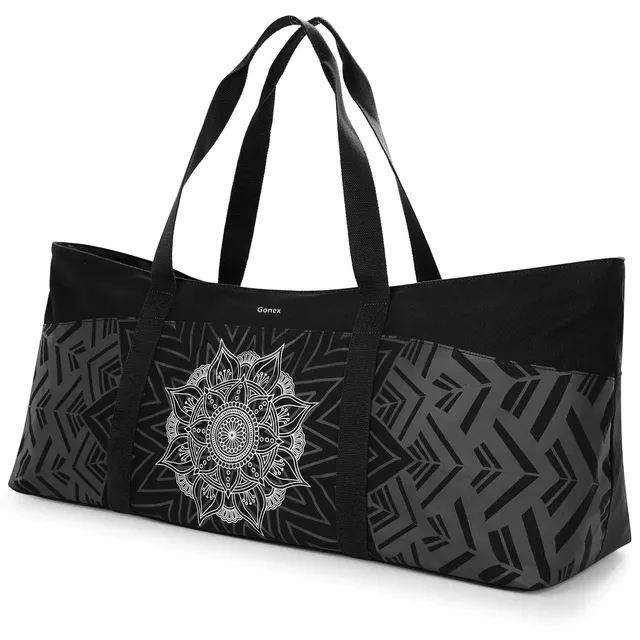 gonex-extra-large-yoga-mat-bag-roomy-canvas-carrier-with-patterned-design-fits-1 image 1