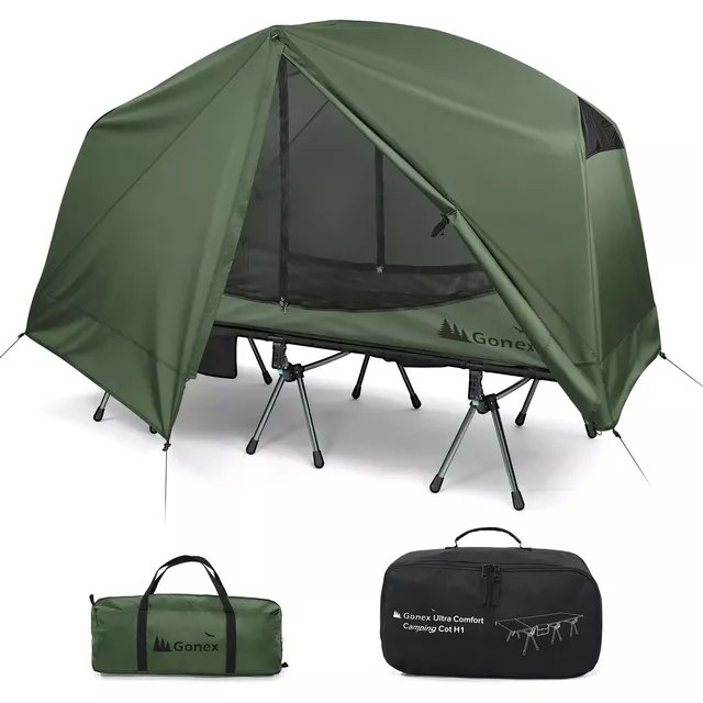 gonex-1-person-off-ground-folding-camping-cot-combo-extra-wide-31-5-bed-with-2-h image 1
