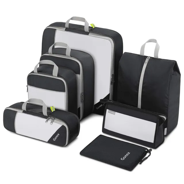 gonex-compressible-packing-cubes-7-pcs-mesh-compression-travel-organizer-set-wit image 1