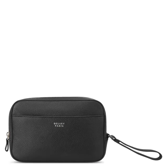 delsey-the-leather-collection-genuine-leather-toiletry-bag-dopp-kit-with-zippere image 1