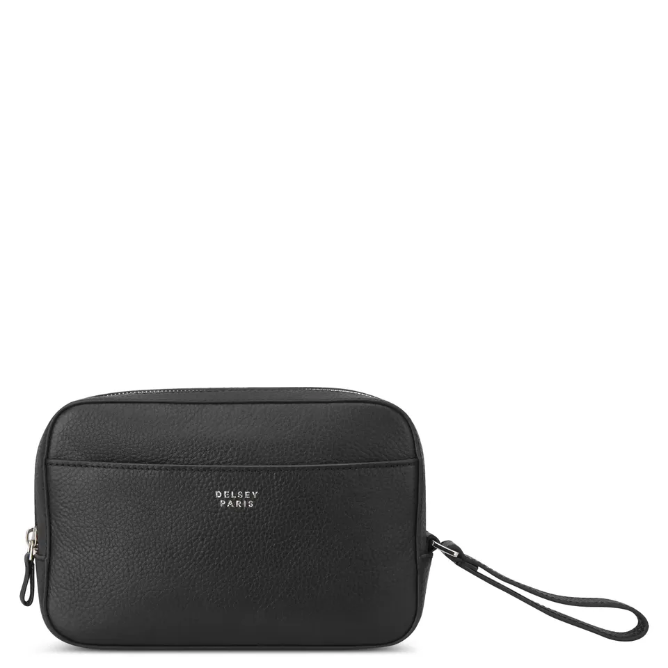 delsey-the-leather-collection-genuine-leather-toiletry-bag-dopp-kit-with-zippere image 1