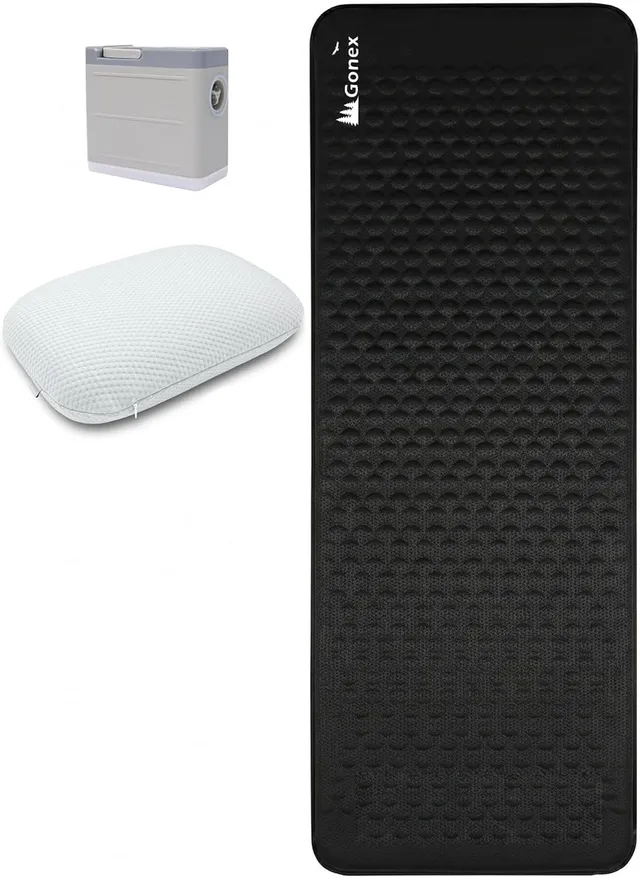 gonex-4-inch-self-inflating-sleeping-pad-with-detachable-electric-pump-memory-fo image 1