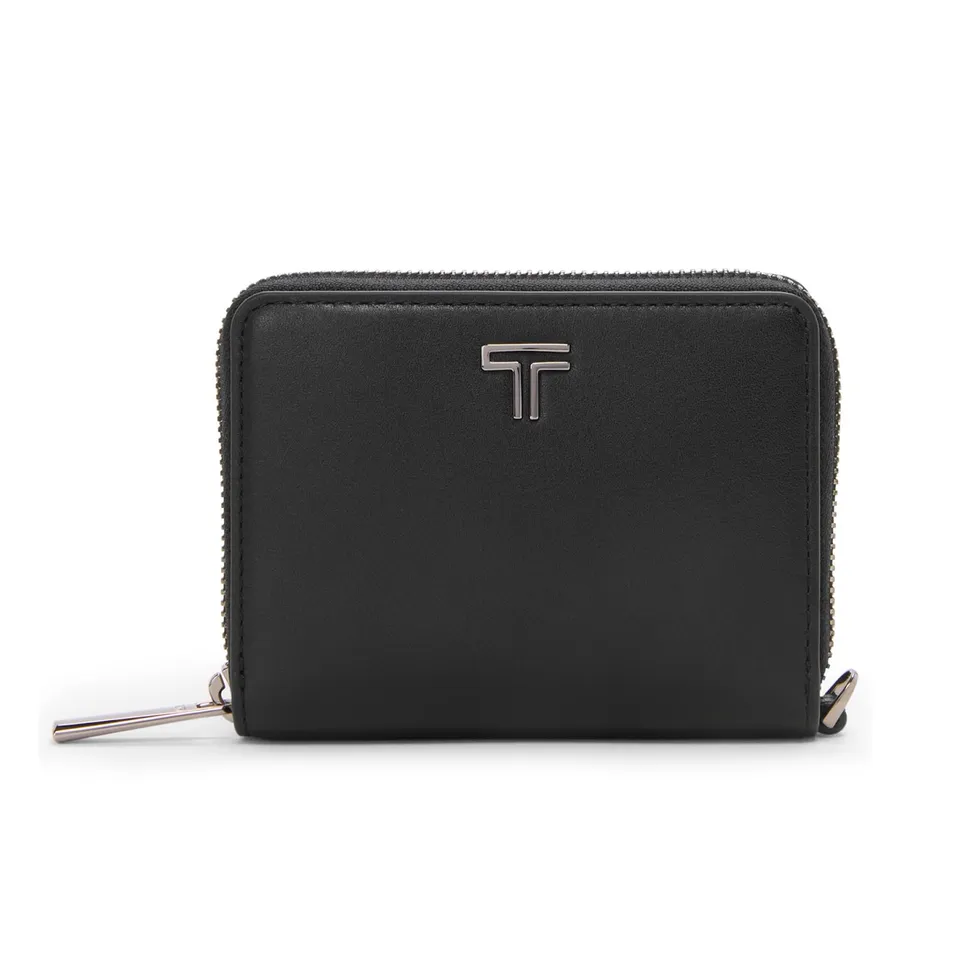 tumi-unisex-tri-fold-zip-around-wallet-9-card-pockets-black-gunmetal-one-size image 1