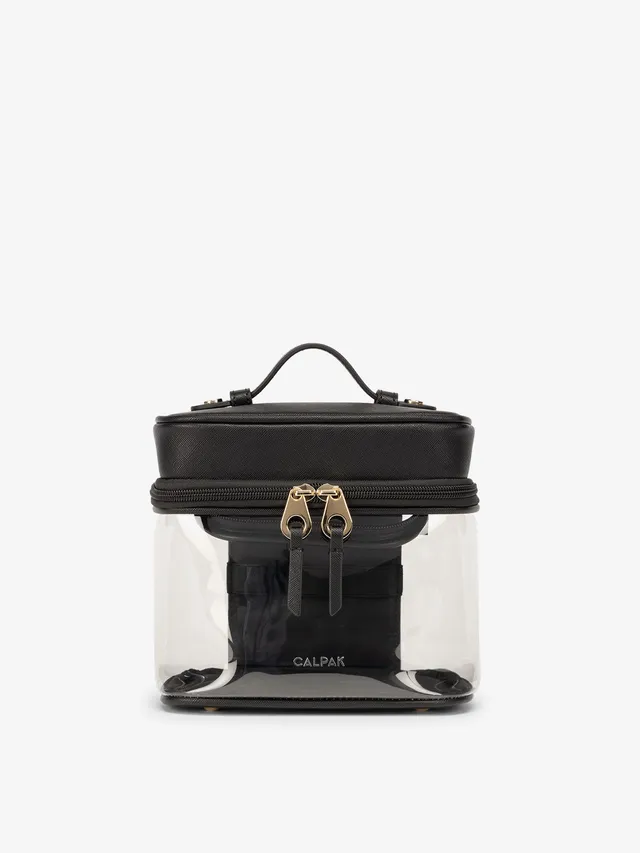calpak-clear-train-case-with-top-compartment-transparent-zip-around-travel-makeu image 1