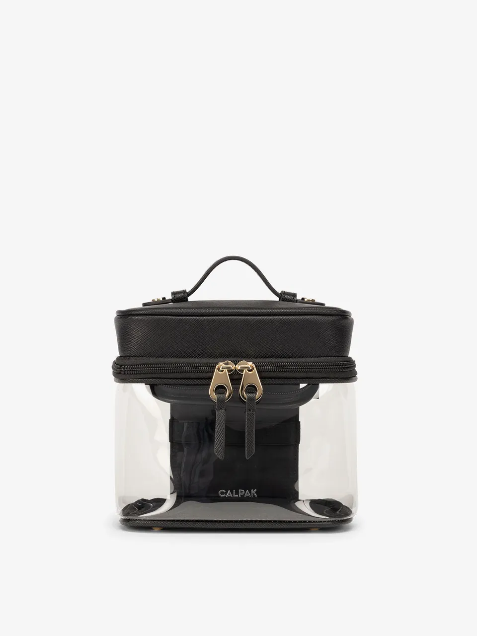 calpak-clear-train-case-with-top-compartment-transparent-zip-around-travel-makeu image 1