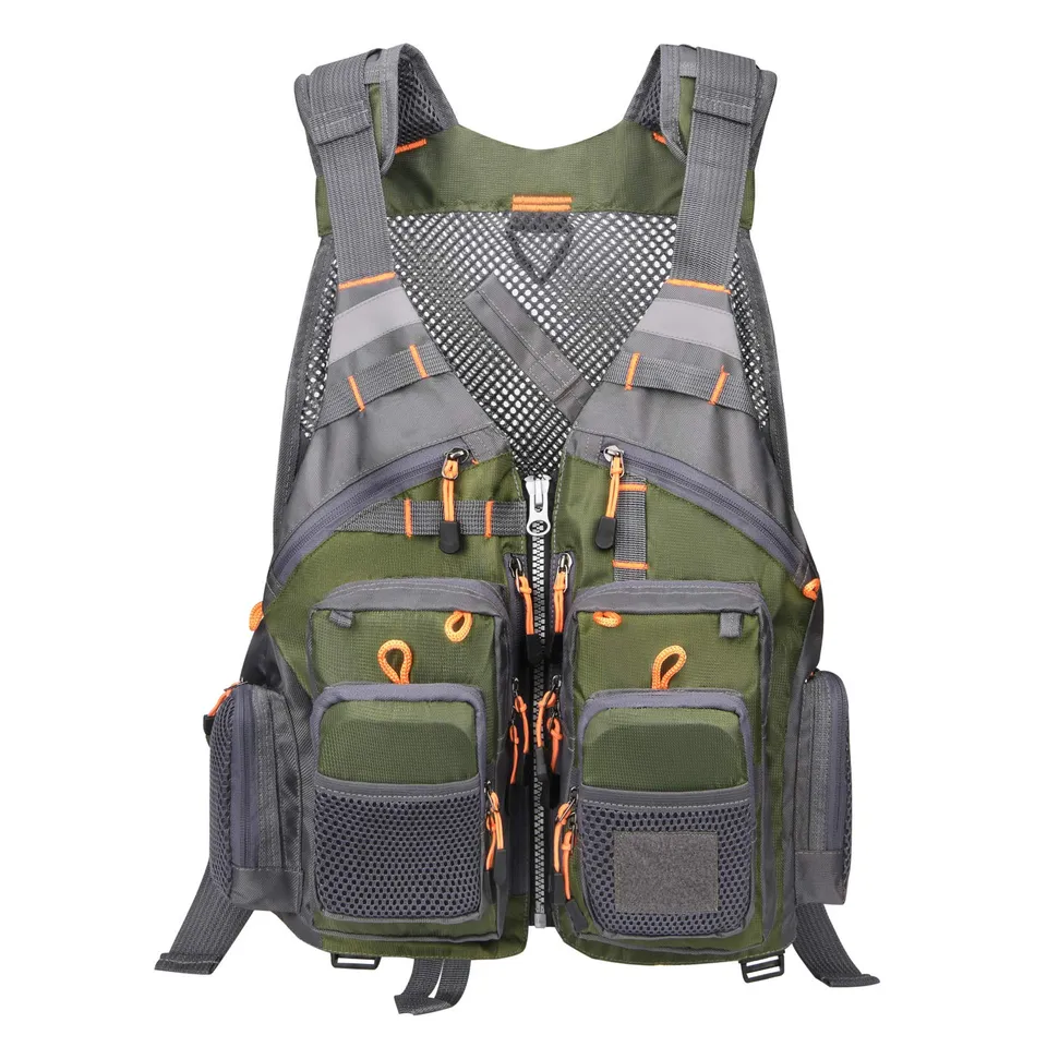 gonex-fly-fishing-vest-multi-pocket-mesh-design-with-d-rings-and-net-holder image 1