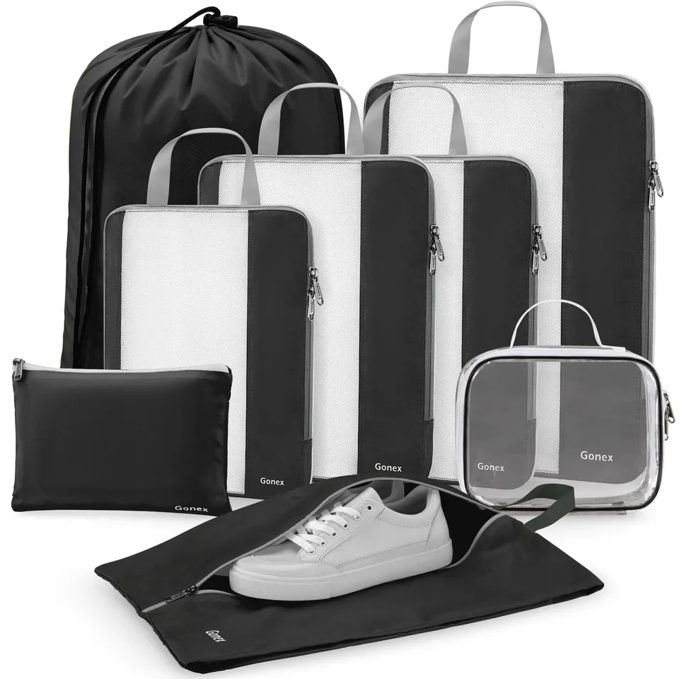 gonex-compression-packing-cubes-8-pcs-rip-stop-polyester-luggage-organizer-set image 1