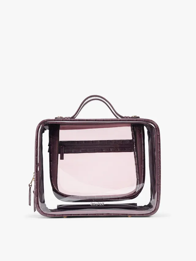 calpak-large-clear-cosmetics-case-in-croc-embossed-spacious-dual-compartment-toi image 1