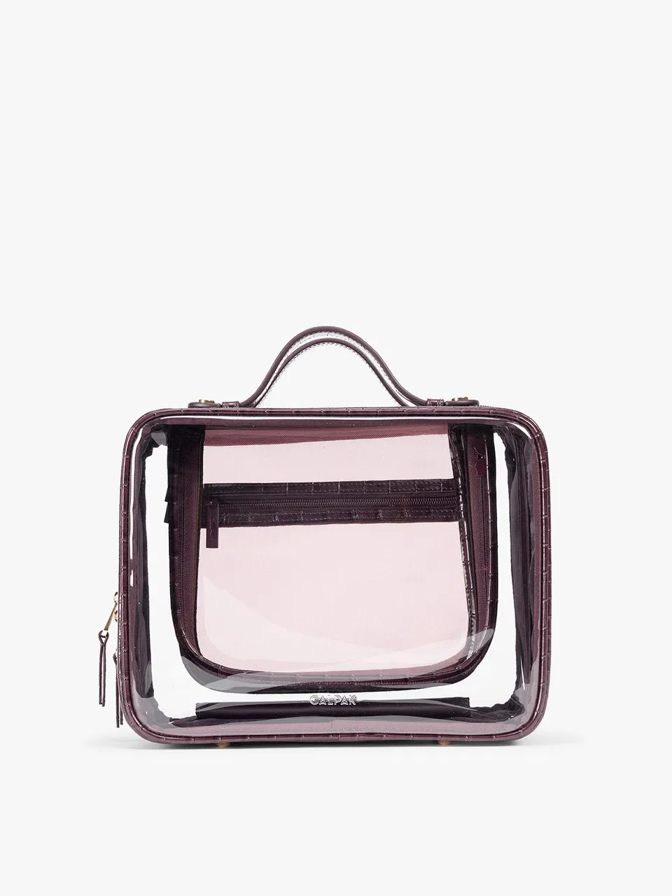 calpak-large-clear-cosmetics-case-in-croc-embossed-spacious-dual-compartment-toi image 1