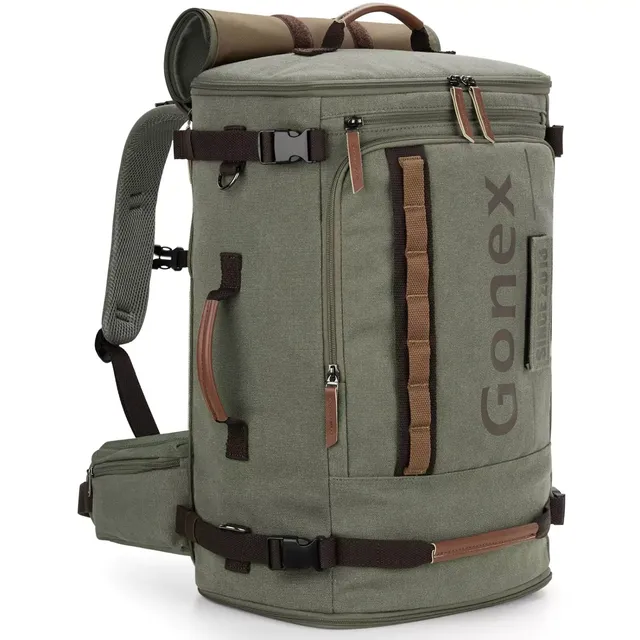 gonex-canvas-laptop-backpack-with-velcro-patch-15-6-laptop-everyday-commuter-bag image 1