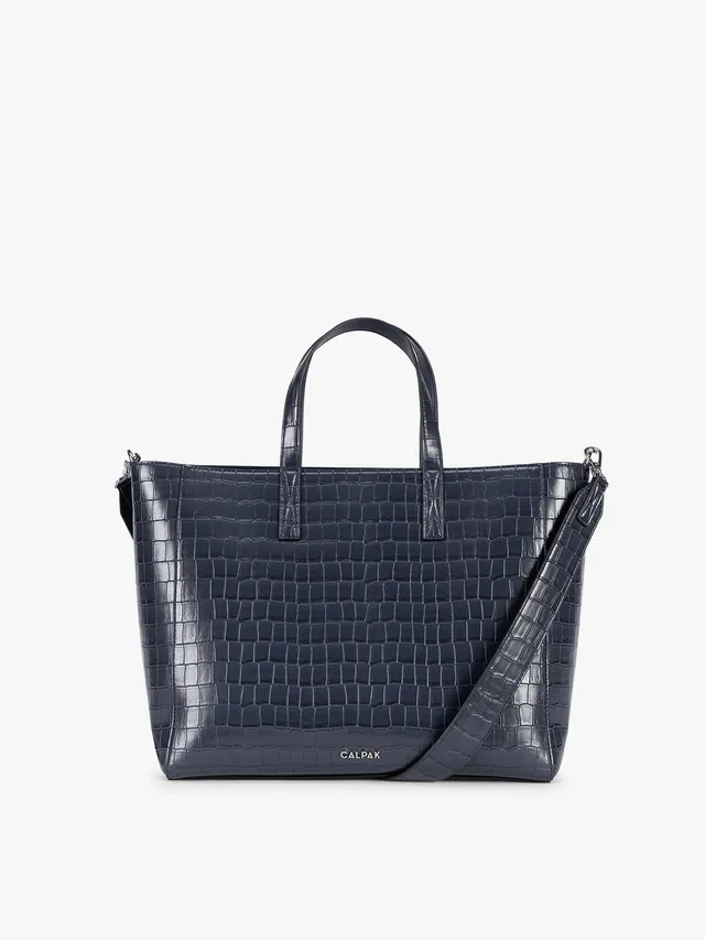 calpak-haven-15-laptop-tote-bag-in-croc-embossed-statement-tote-with-removable-l image 1