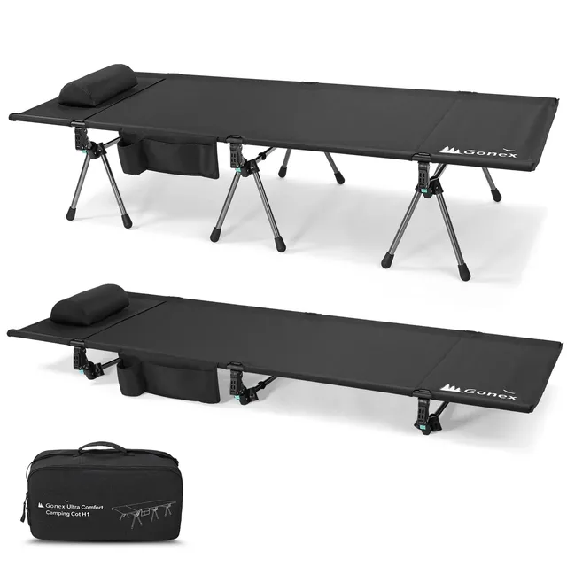 gonex-2-in-1-ultralight-folding-camping-cot-with-leg-extenders-7075-aluminum-350 image 1