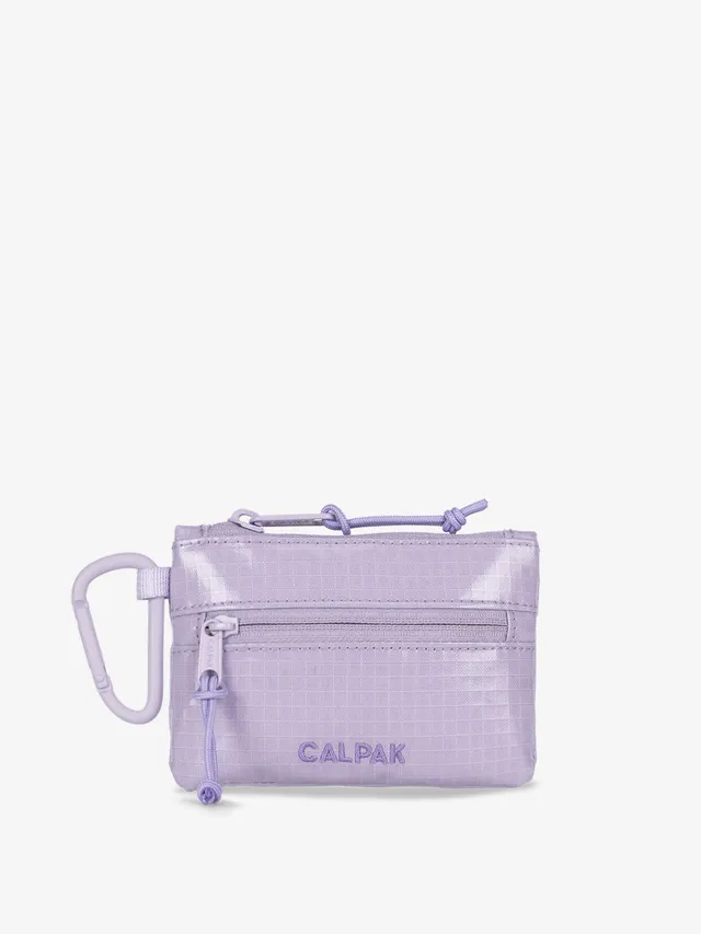 calpak-terra-clippable-card-pouch-recycled-dual-zip-card-cash-pouch-with-carabin image 1