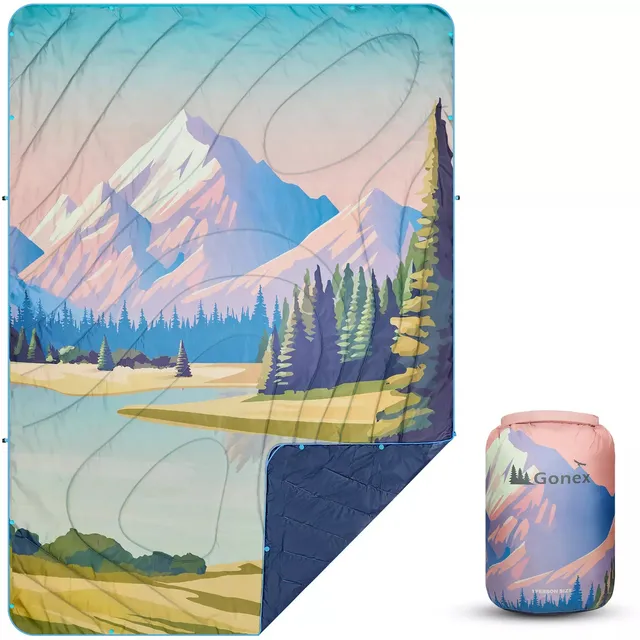 gonex-landscape-puffy-printed-outdoor-camping-blanket-79-x-55-ultra-light-insula image 1