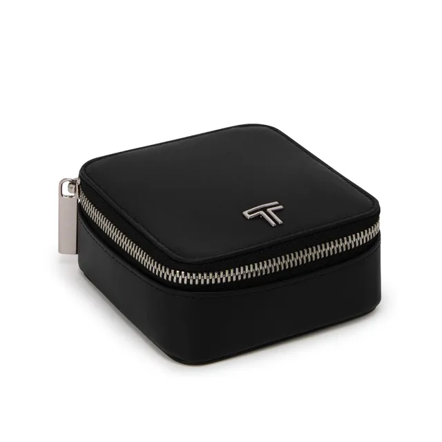 tumi-womens-jewelry-case-black-gunmetal-100-leather-travel-organizer-with-earrin image 1