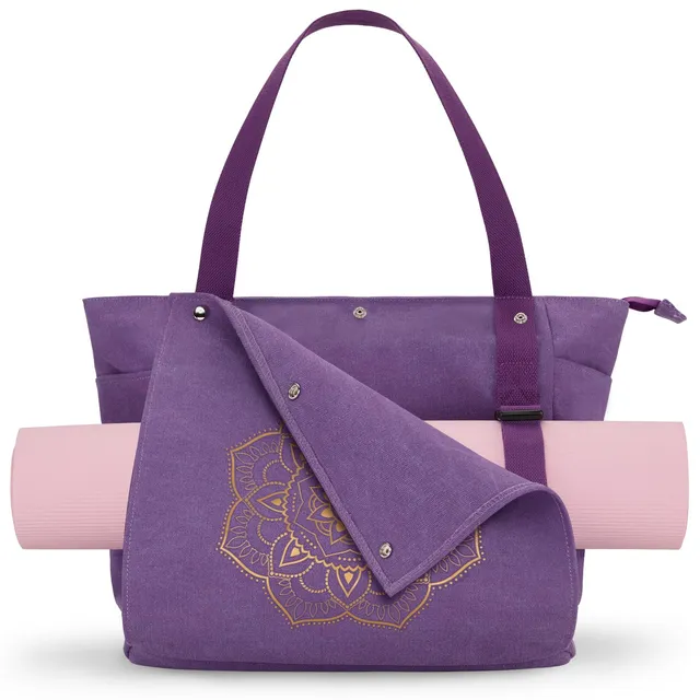 gonex-canvas-yoga-mat-bag-large-unfold-flat-tote-with-multiple-pockets-fits-stan image 1