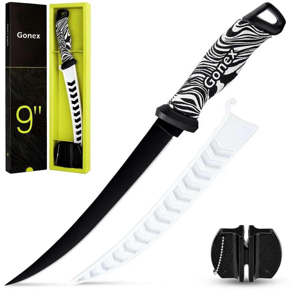 gonex-fish-fillet-knife-with-g4116-german-stainless-steel-teflon-coated-blade-sh image 1