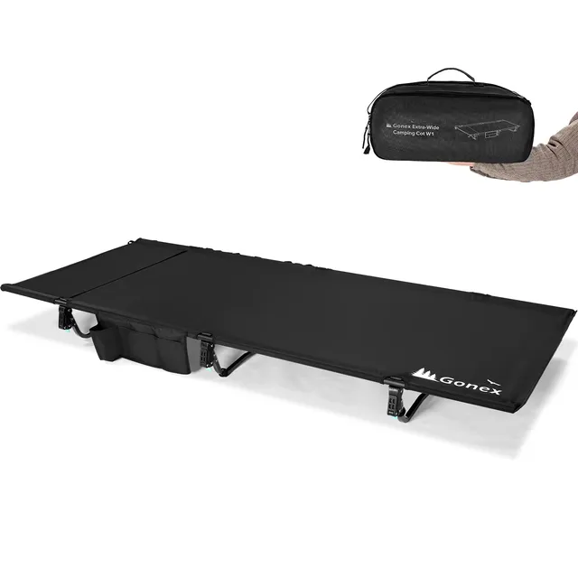 gonex-31-5-extra-wide-camping-cot-with-short-leg-7075-aluminum-350-lbs-capacity image 1