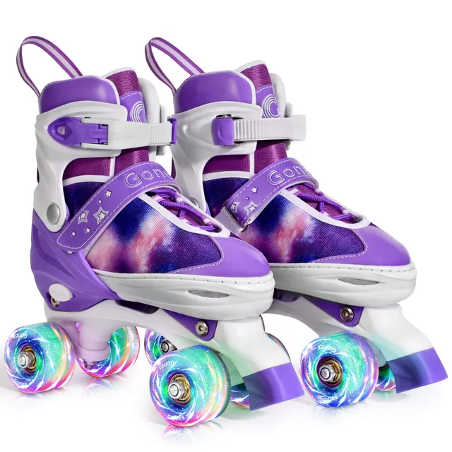 gonex-adjustable-kids-roller-skates-light-up-led-wheels-push-button-size-s-m-l image 1