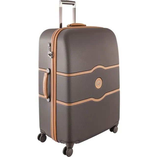 delsey-paris-chatelet-hard-28-inch-checked-large-hardside-spinner-luggage-chocol image 1