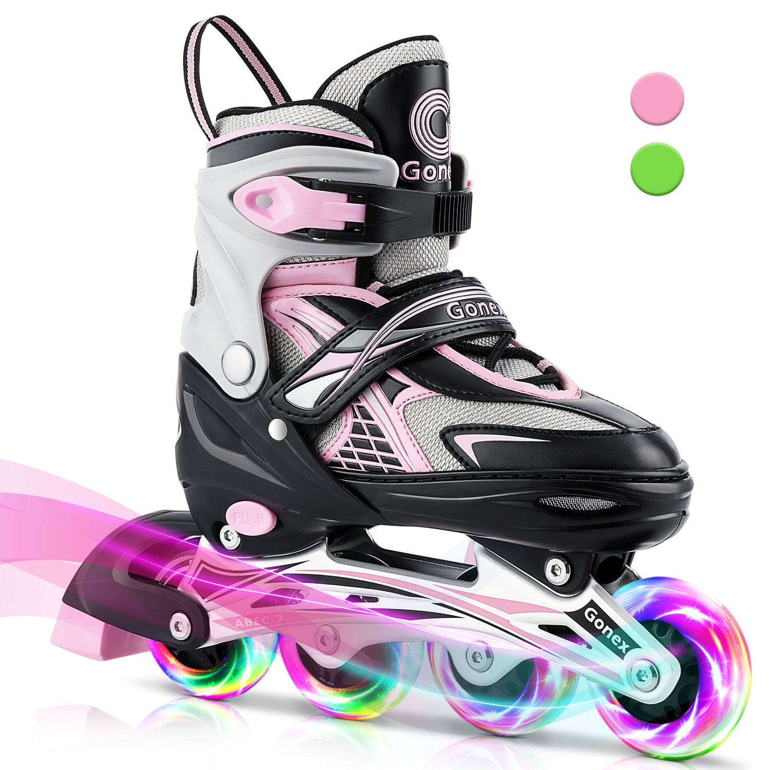 gonex-inline-skates-for-girls-boys-kids-adjustable-s-m-l-sizes-with-battery-free image 2