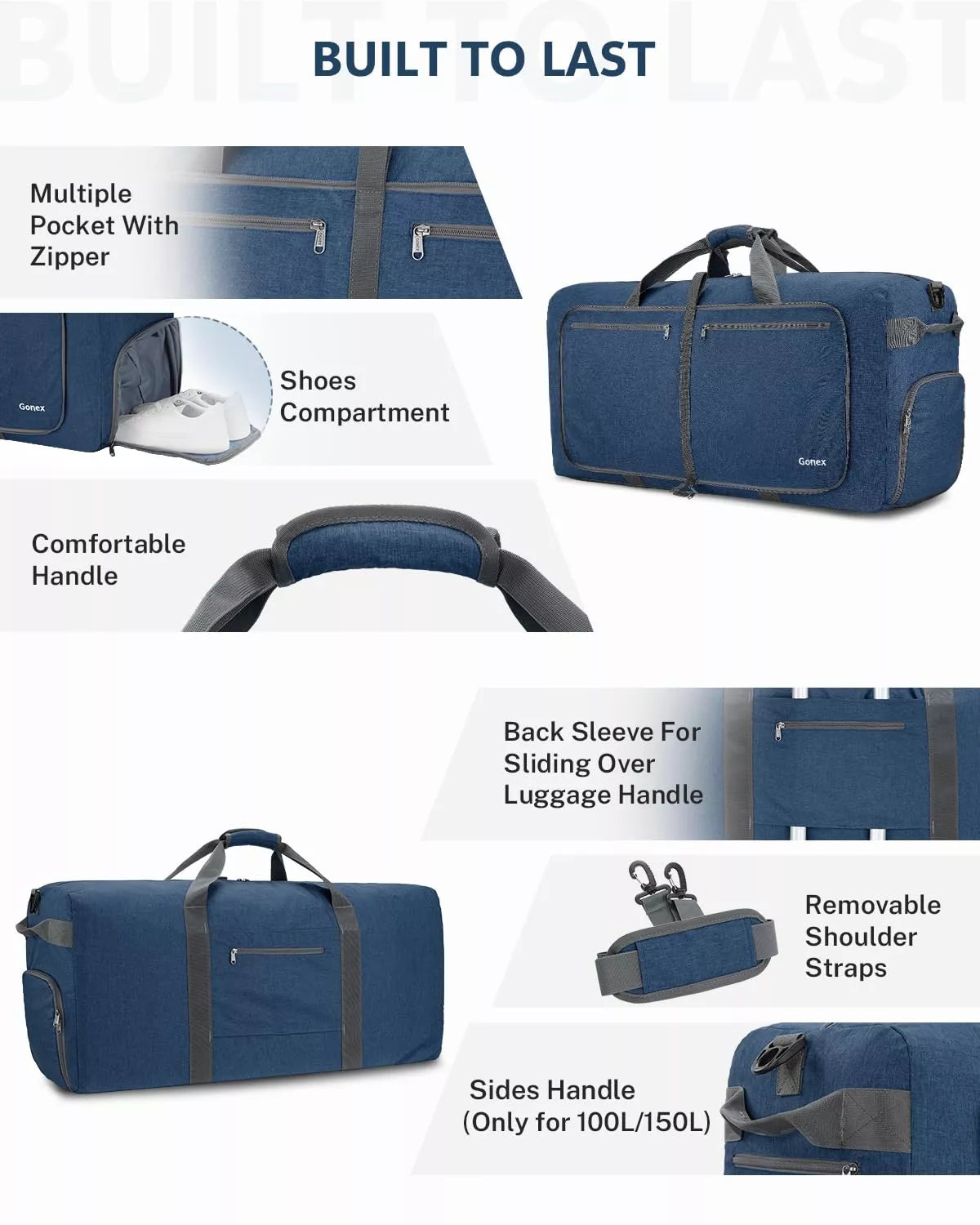 gonex-150l-foldable-travel-duffle-bag-lightweight-600d-polyester-extra-large-che image 5