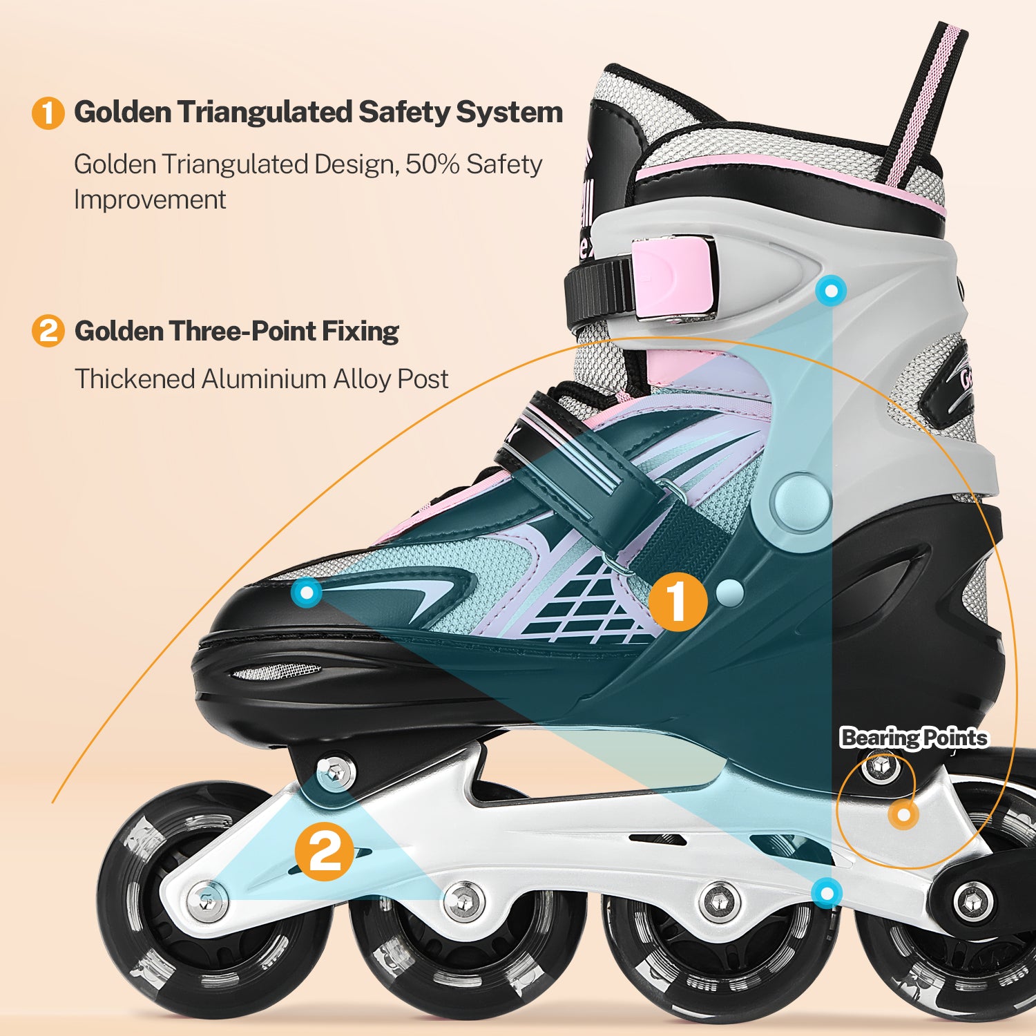 gonex-inline-skates-for-girls-boys-kids-adjustable-s-m-l-sizes-with-battery-free image 3