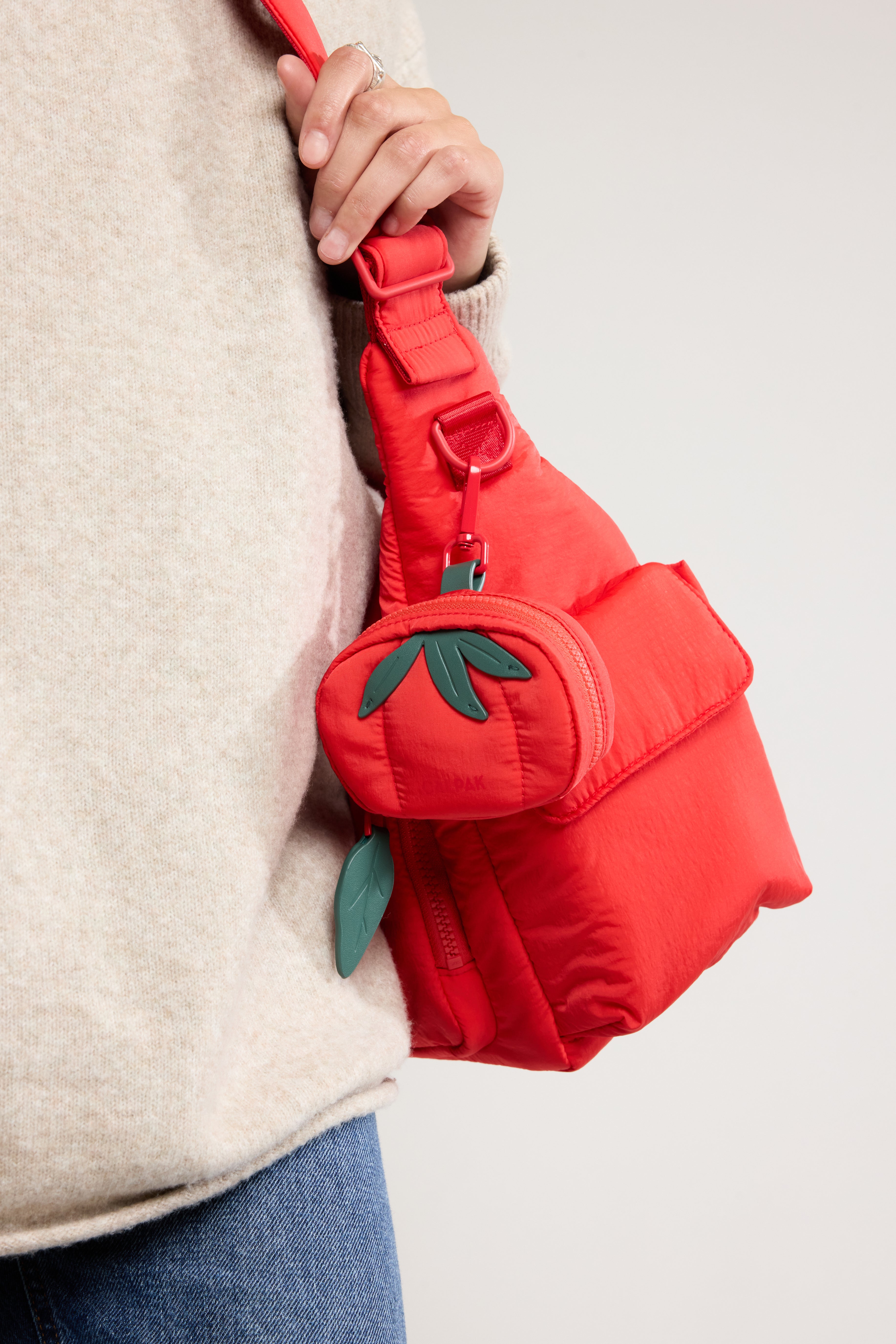 calpak-tomato-zip-bag-charm-zippered-pouch-accessory-with-snap-hook image 2