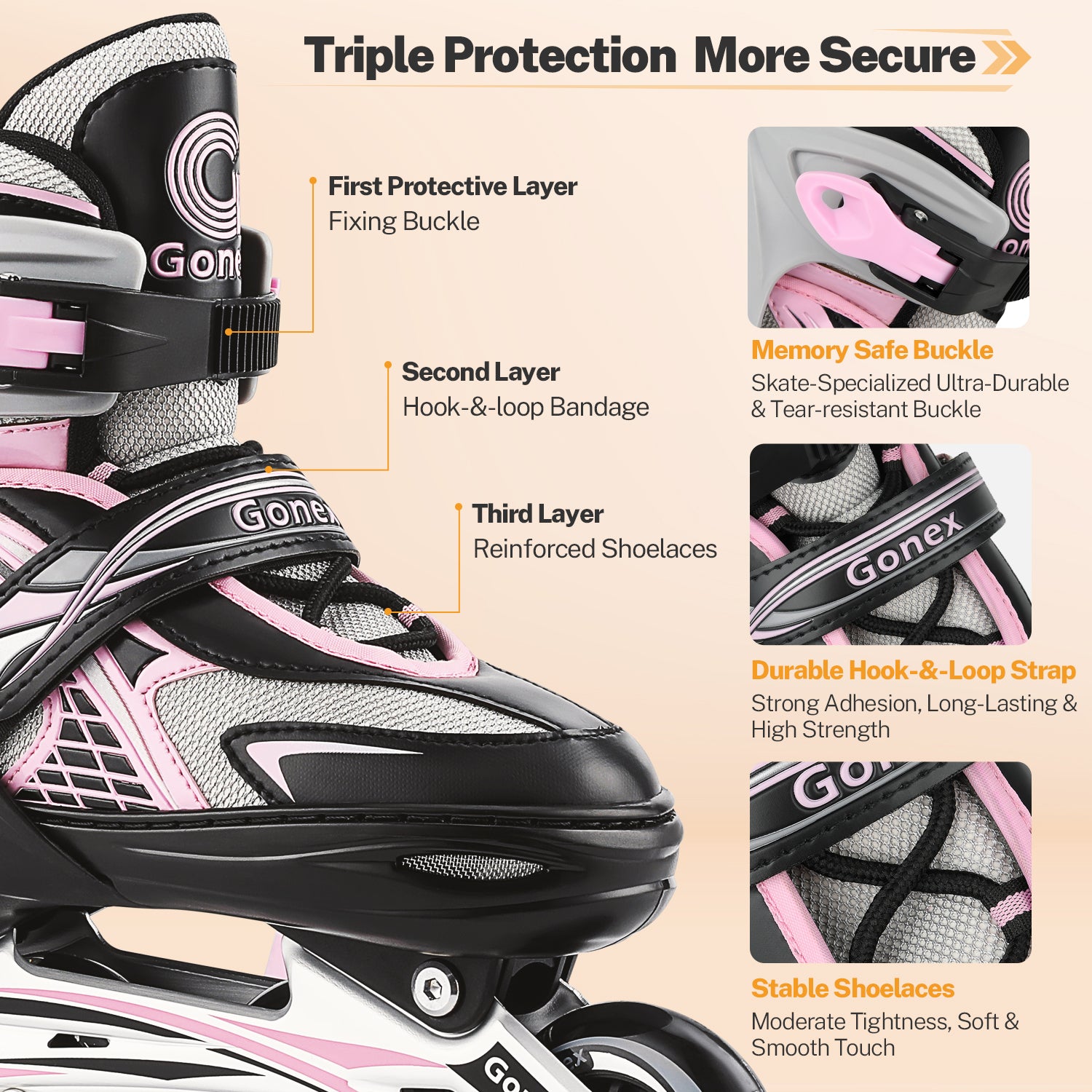 gonex-inline-skates-for-girls-boys-kids-adjustable-s-m-l-sizes-with-battery-free image 6